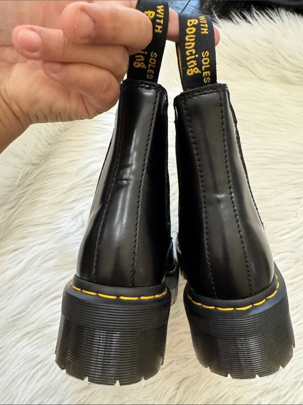 Dr Martens 2976 Quad Smooth Leather Black Platform Chelsea Boot Size USL 8/USM 7